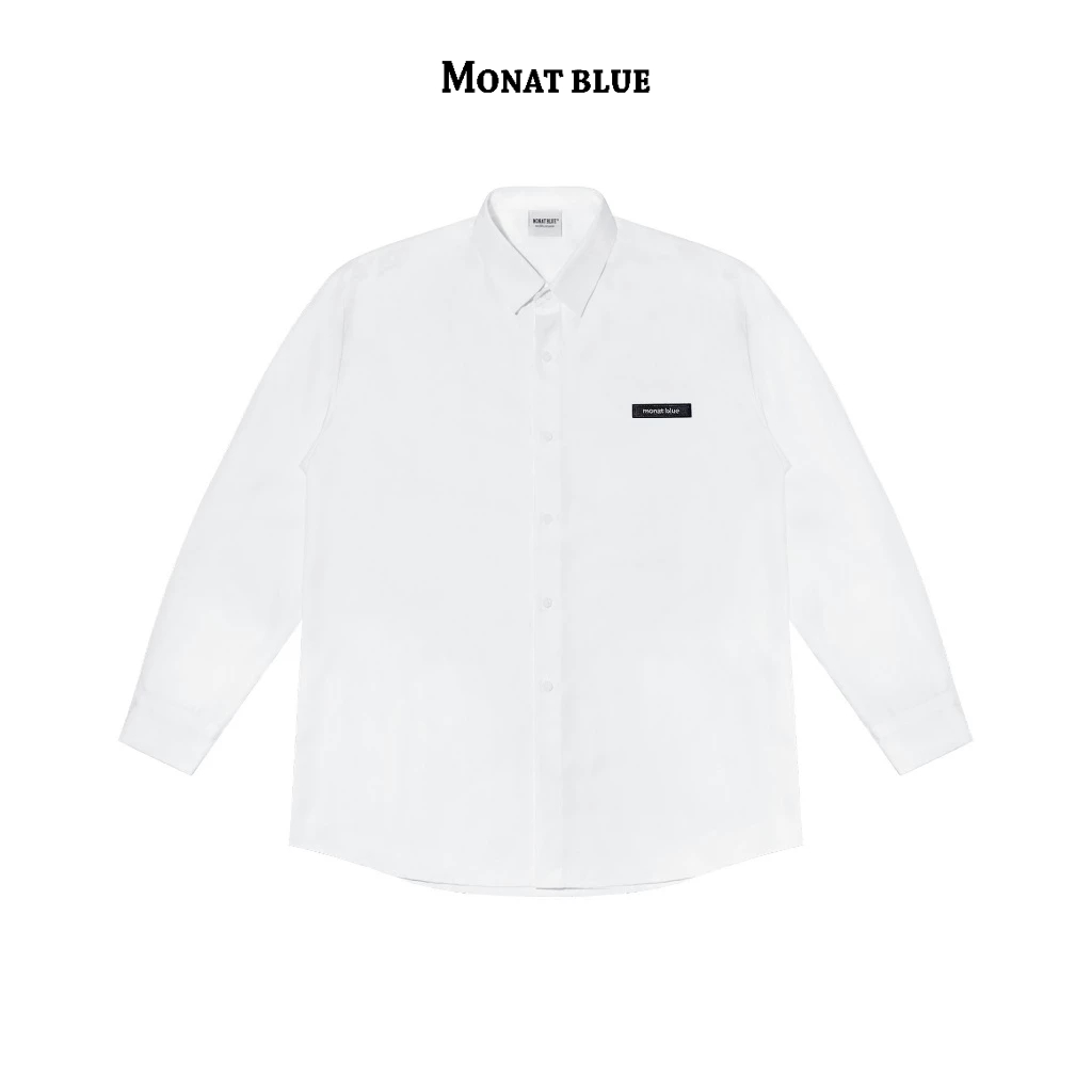 MONAT BLUE - Áo Sơ mi tay dài Basic Logo unisex