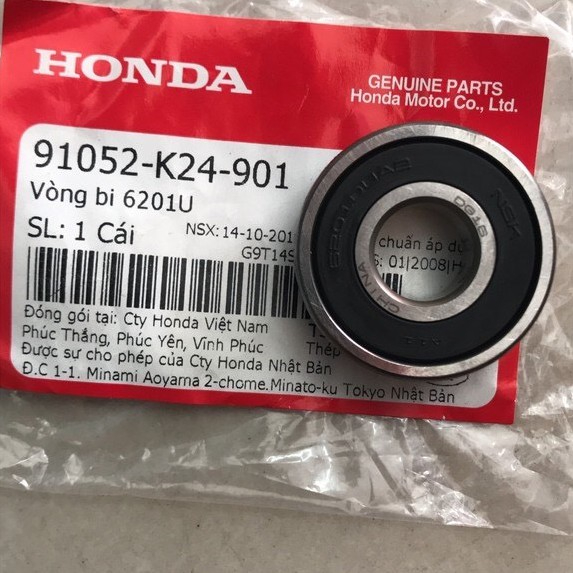 Vòng bi 6201, bạc đạn bánh trước xe ga Honda (91052K24901)