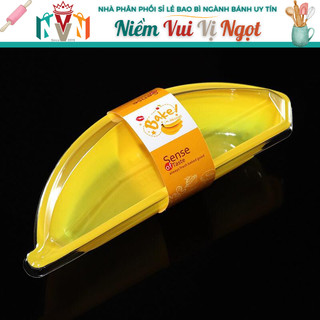 100 Hộp Bánh Chuối Kèm Tag Giấy, Hộp nhựa hình Trái Chuối