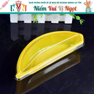 100 Hộp Bánh Chuối Kèm Tag Giấy, Hộp nhựa hình Trái Chuối