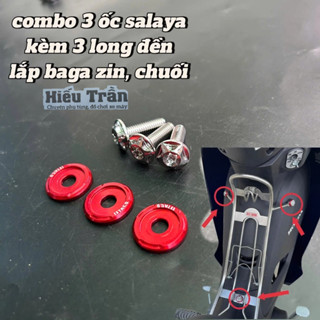 Bộ 3 ốc inox 304 Salaya + Lông đền gắn Baga zin, baga chuối WAVE, SIRIUS, RSX, nhiều dòng xe