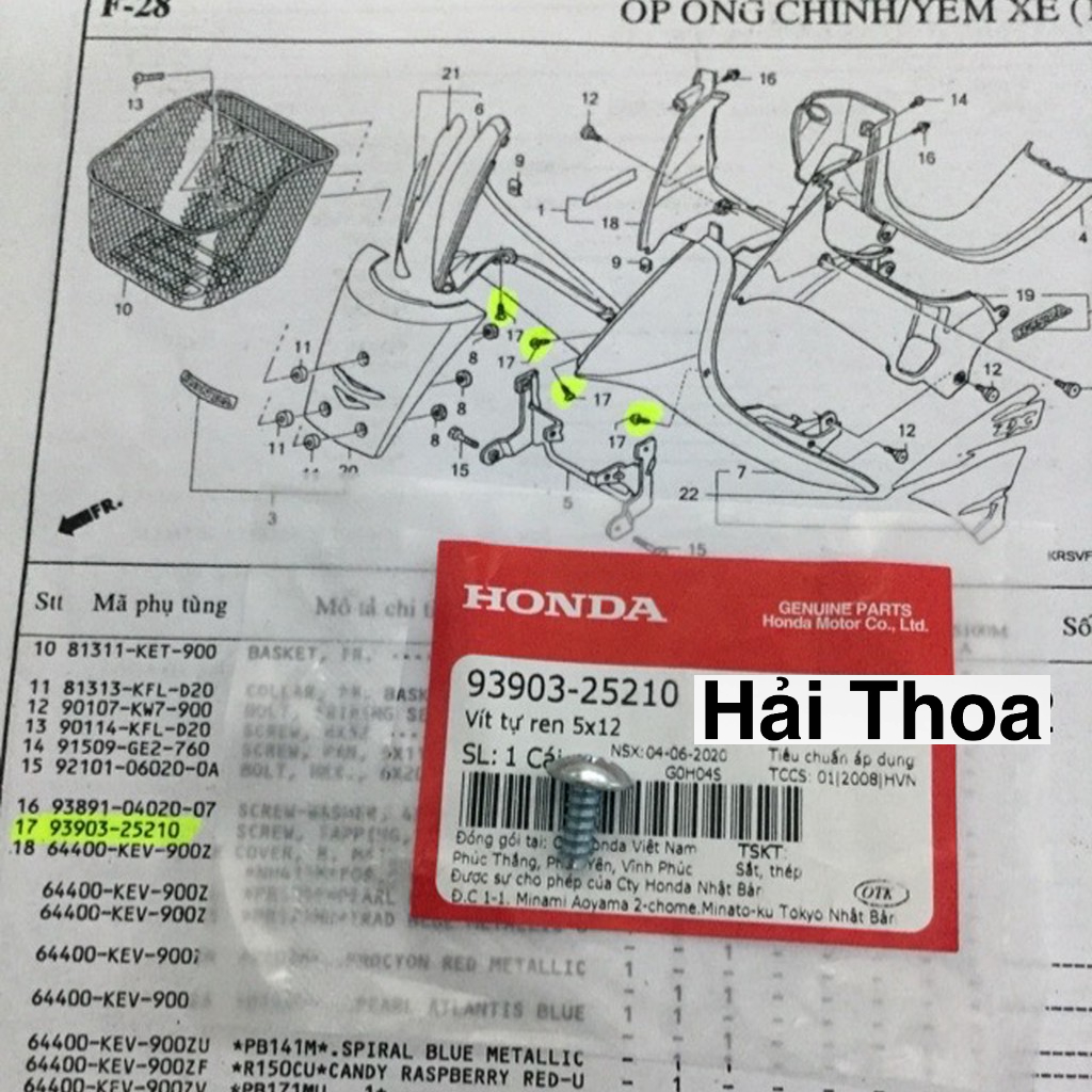 ốc bắt bửng trong xe Wave Honda