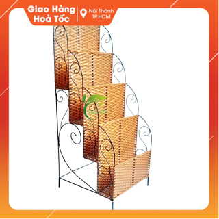 Kệ Tầng Đựng Báo Tạp Chí Bằng Nhựa Mây Đan Khung Sắt Cao Cấp Nhiều Tầng - Kệ Đựng Báo Chí Sách Vở