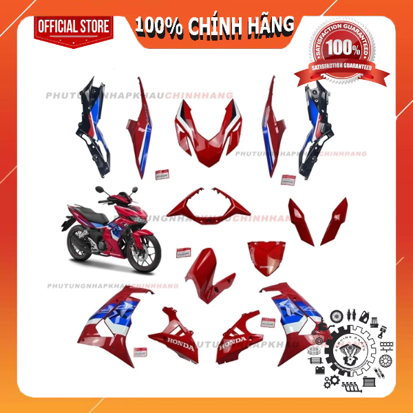 Dàn áo Winner X V3 HRC 2022 màu Đỏ Đen chính hãng Honda, Bộ vỏ nhựa màu Win X