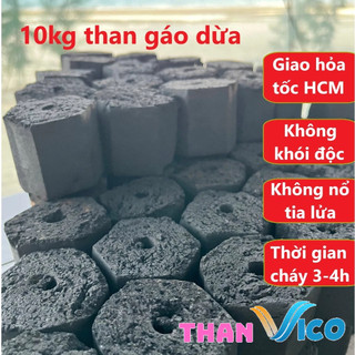  Than gáo dừa nướng BBQ không khói độc 10kg than sạch VICO nguyên liệu hoàn toàn tự nhiên 