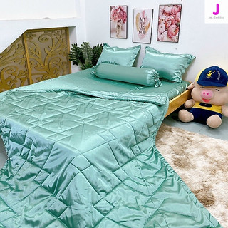[ BỘ 5 MÓN] Chăn ga gối phi lụa JejuBedding - Drap phi lụa mát mịn