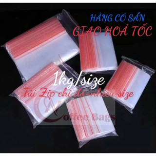 {1kg/1size} túi zip chỉ đỏ nhiều size(hàng có sẵn)