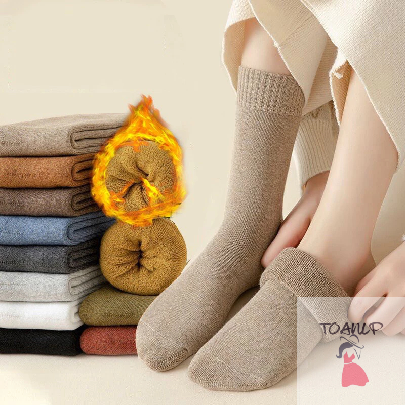 Set 5 Đôi Tất Cotton lót nỉ dày cực ấm LC55 ( màu)