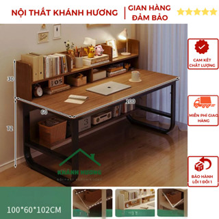 Bàn Học Bàn Làm Việc Có Kèm Giá Để Sách Chân Sắt Hộp 2x4cm Mặt Bàn Gỗ MDF Nhập Khẩu Dày 1,5 cm Chịu Lực Chắc Chắn