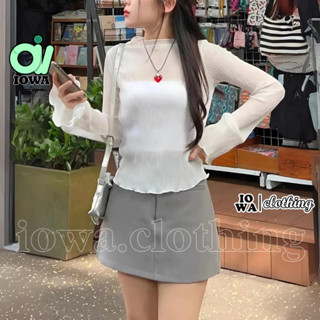 Áo Thun TAY DÀI LEN MỎNG ỐNG LOE Cuốn Biên DÁNG DÀI Nữ DD158, Áo Thun TRỄ VAI Trơn Thun Len Xuyên Thấu IOWA