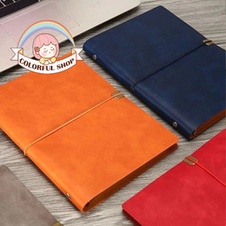 Sổ Tay Bìa Da Giả Da Trơn Mềm Ghi Chép Nhật Ký Lưu Bút Gáy Còng Size A5 A6 Phong Cách Vintage Sổ Ghi Chú Chi Tiêu