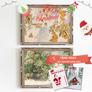 Tranh vải canvas dán tường ảnh poster trang trí decor Noel Giáng Sinh phụ kiện decor phòng ngủ bàn học quán cafe