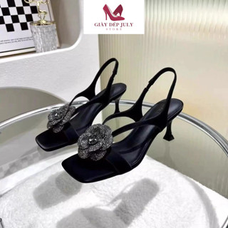 Cao gót  nữ hoa trà , gót 6cm quai hậu sang chảnh đi tiệc, đi chơi, các dịp, giày dép giá rẻ