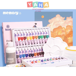 [Yahabook] Bộ 12 - 24 Màu Acrylic Memory Túyp 5ml Màu Vẽ Vải Vẽ Custum Giày (không phai)