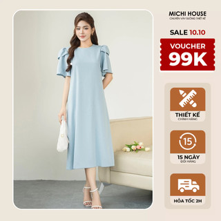Đầm Suông MICHI House Váy Xuông Công Sở Dáng Dài Qua Gối Freesize V727