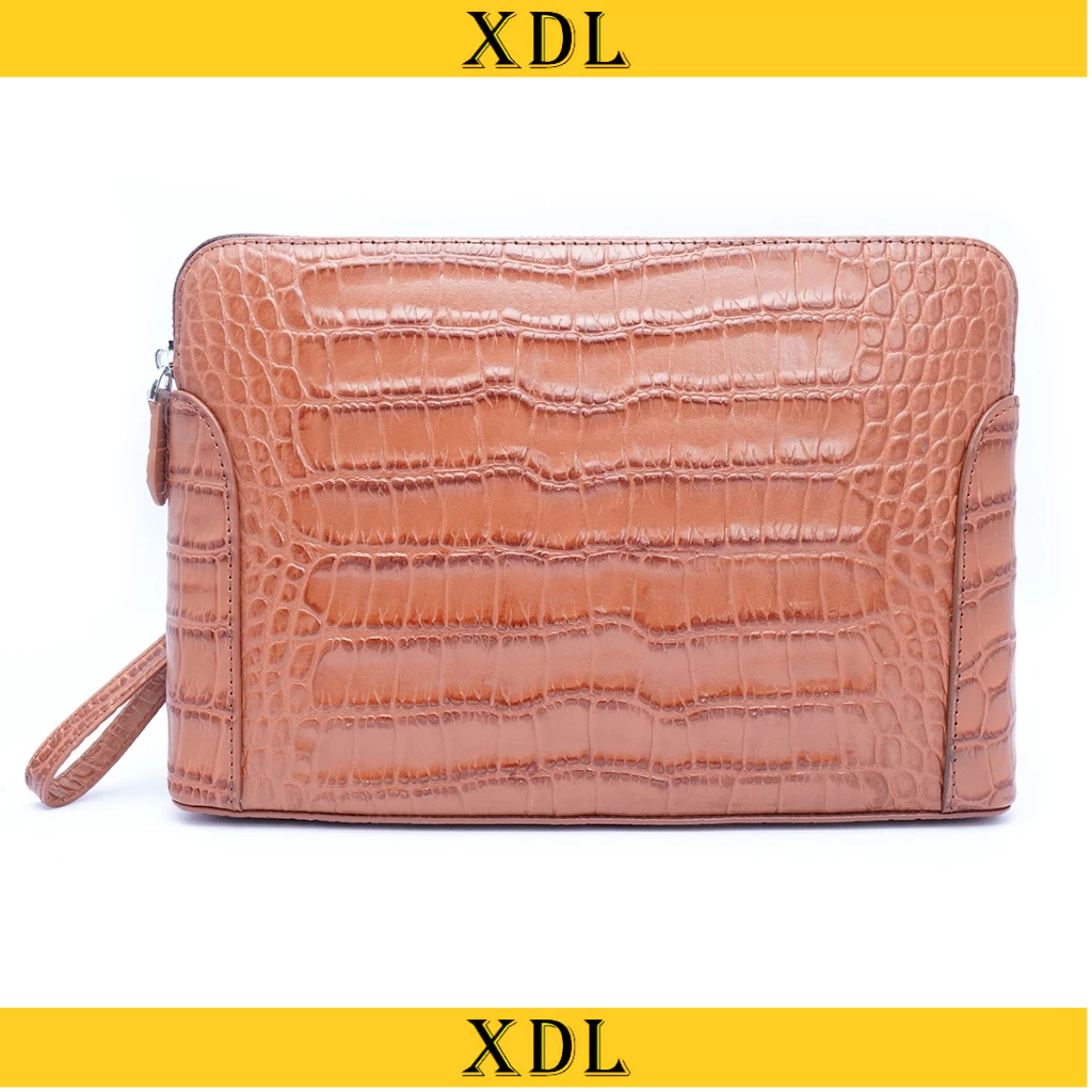 Túi cầm tay nam da bò dập vân cá sấu cao cấp, Clutch cầm tay công sở cao cấp TB06