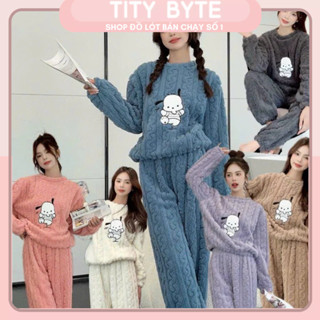 Bộ Đồ Ngủ Lông,Bộ Bông Nỉ Giữ Nhiệt Bo Gấu Hình Voi Vẵn Thừng FreeSize Mặc Nhà Siêu Ấm