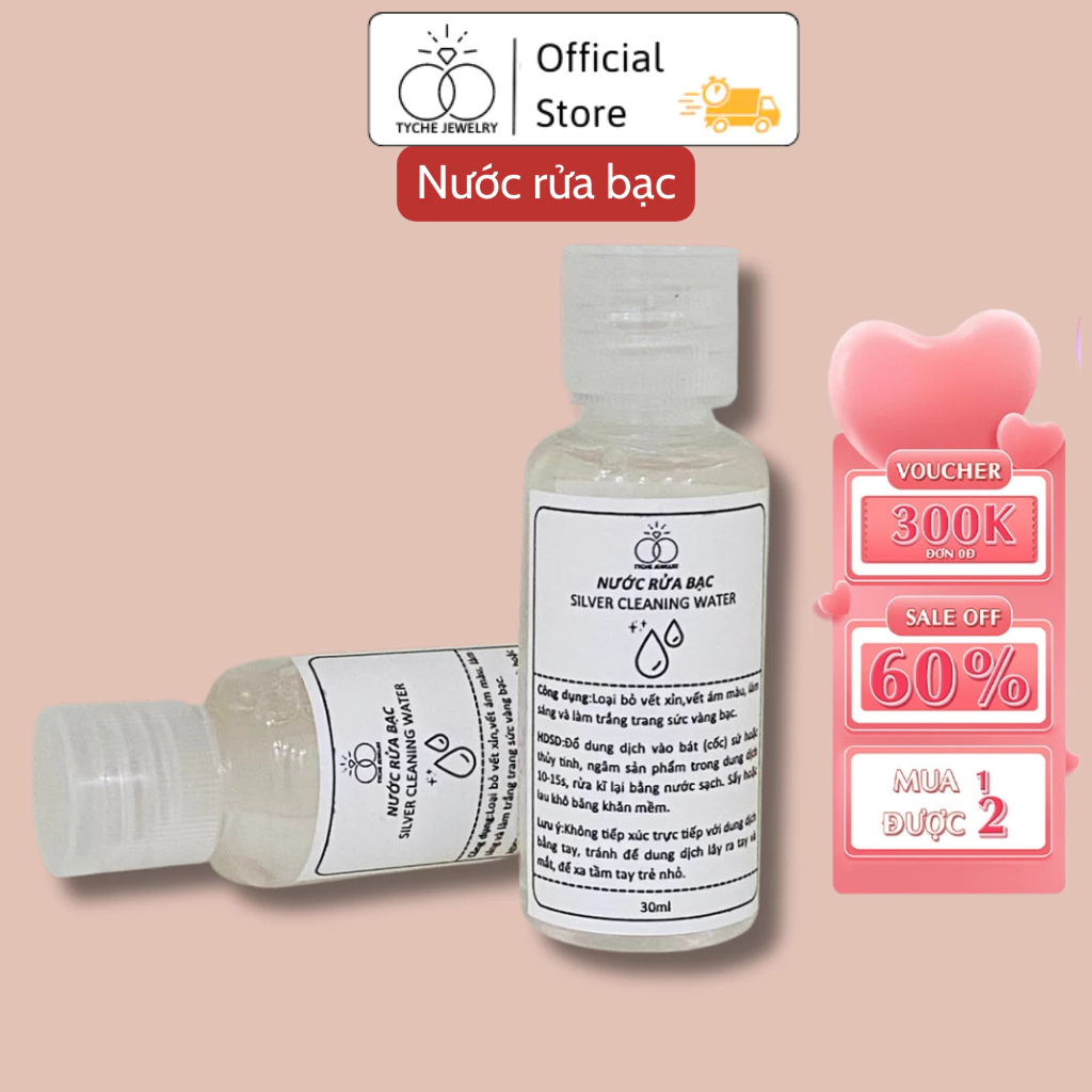 Nước rửa trang sức bạc Tyche Jewelry giúp làm sáng bóng bạc như mới 30ml
