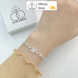  Lắc tay bạc nữ Tyche Blossom dây xù bắt sáng lấp lánh,vòng tay sang trọng thanh lịch phù hợp đeo đi học,đi làm,quà tặng 