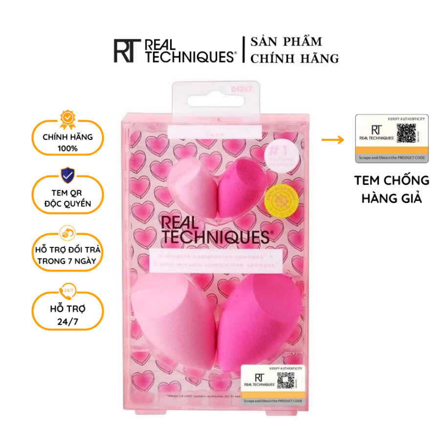 Set 4 Mút Tán Real Techniques Limited Love 4pc Miracle Complexion Sponge