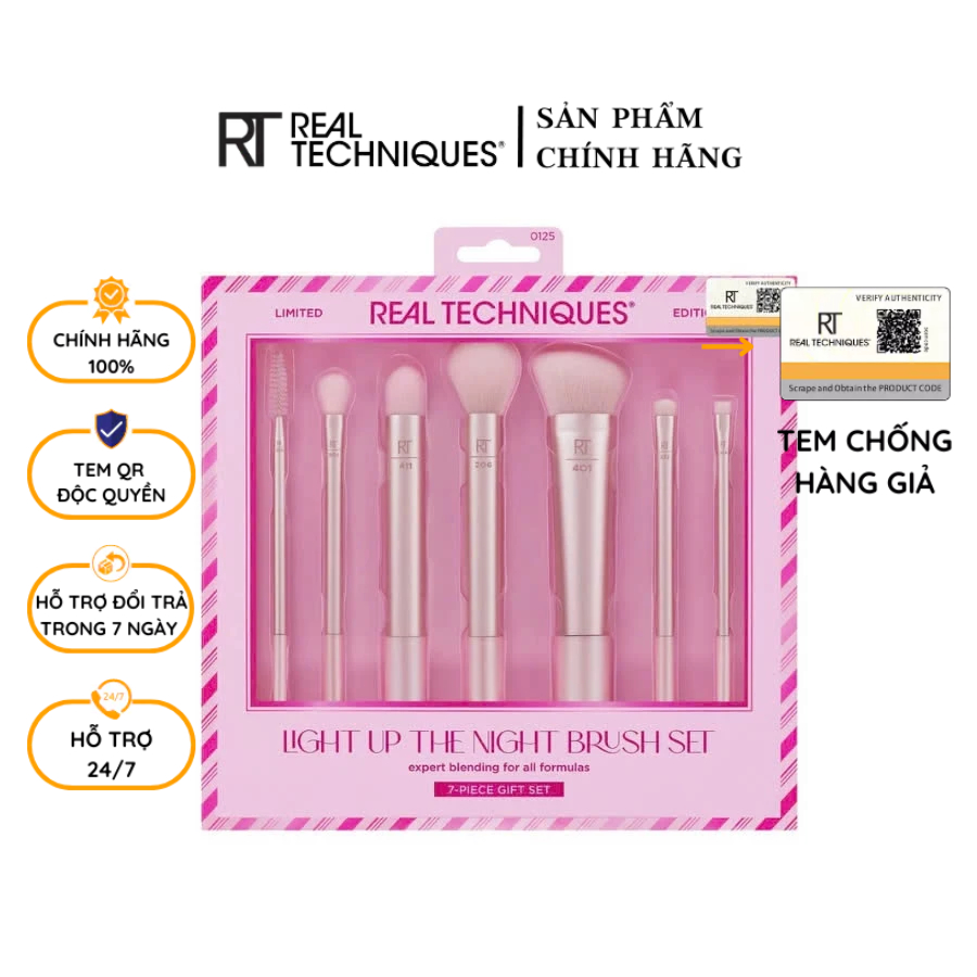 Bộ Cọ Trang Điểm 7 Cây RT Real Techniques Limited Edition Light Up The Night Brush Set