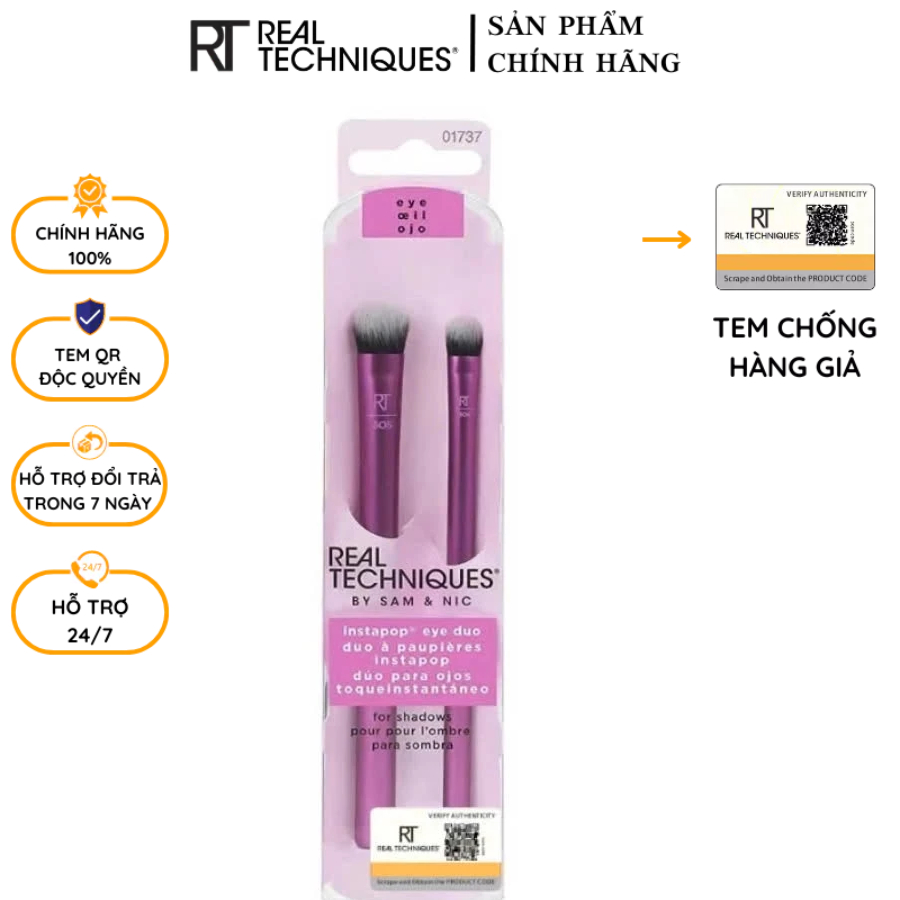 Bộ 2 Cọ Mắt RT REAL TECHNIQUES InstaPop Eye Brush Eyeshadow 01737
