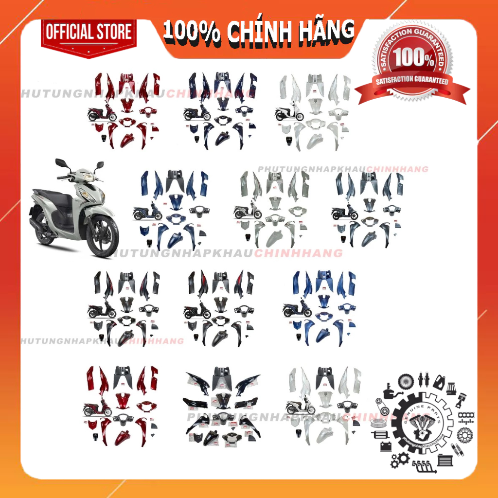 Bộ dàn áo Vision 110 2021 - 2025 các màu zin chính hãng, Bộ vỏ nhựa màu Vision K2C 2022 2023 2024