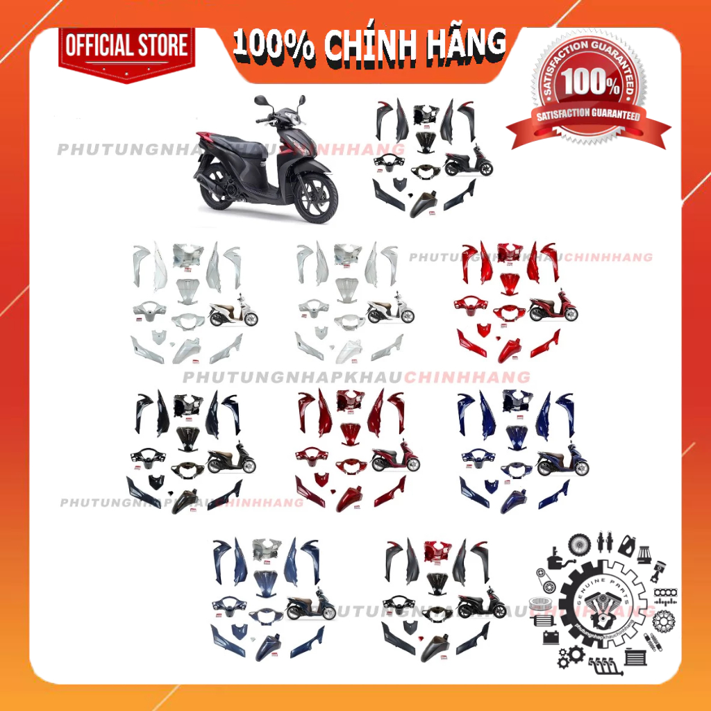 Bộ dàn áo Vision 110 K44 2015-2020 đầy đủ các màu zin chính hãng, Bộ vỏ nhựa màu Vision 2016 2017 20