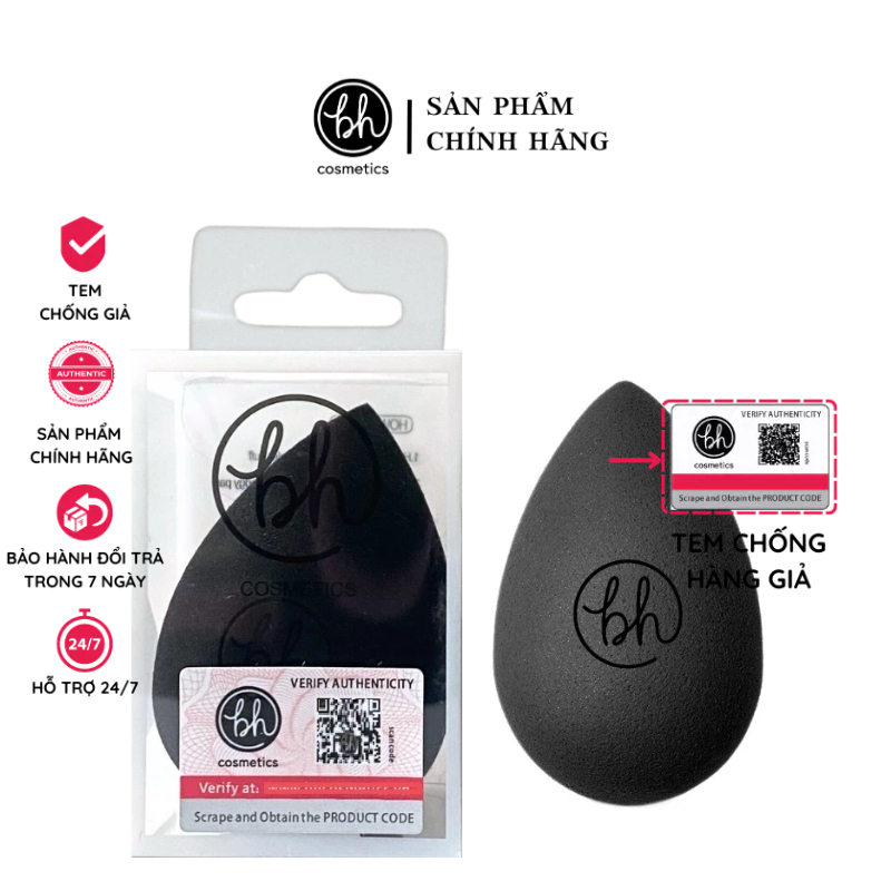 Bông mút trang điểm BH Cosmetics Miracle Complexion dễ tán mềm hình giọt nước có hộp đựng màu đen