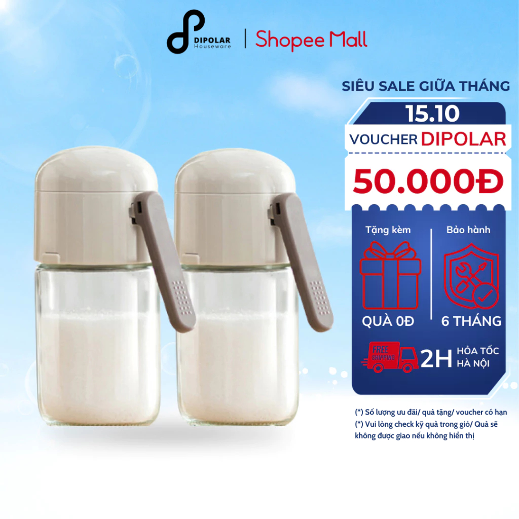 Lọ Đựng Gia Vị Thủy Tinh DIPOLAR Trong Suốt Dung Tích 180ml Kiểm Soát Định Lượng - DLD01
