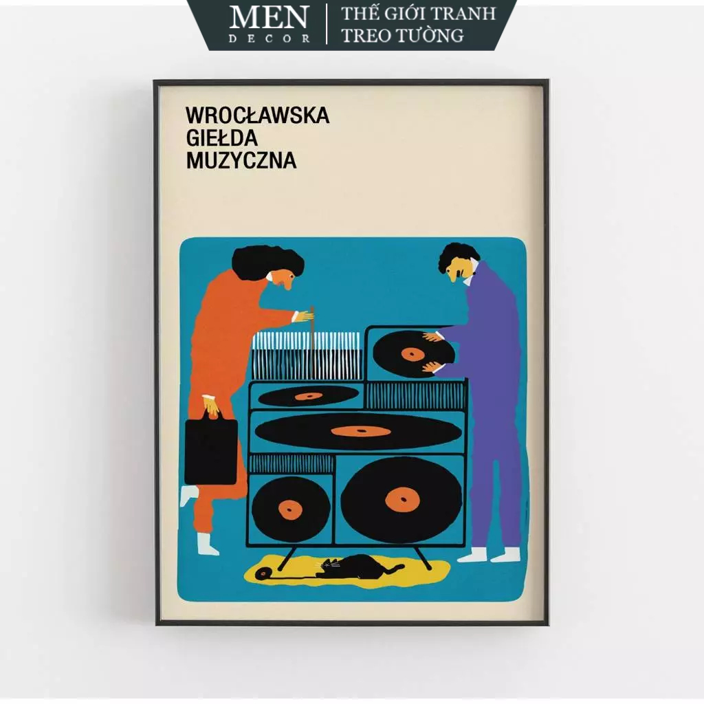 Tranh treo tường, People buying records and cat, Wrocław Music Fair, nhận in theo yêu cầu, tặng kèm 