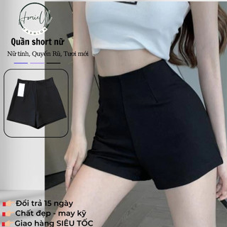 Quần short nữ cạp cao nhảy dance vải thun thể thao mặc nhà đen ngắn Homieyl HL222, quần đùi nữ lưng cao bó sóc sooc sort