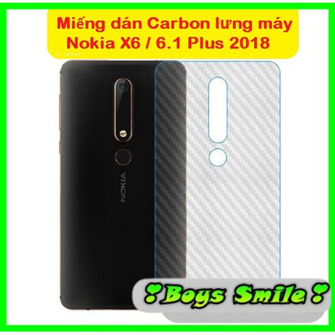 Miếng dán Carbon 3D mặt lưng Nokia X6 / Nokia 6.1 Plus