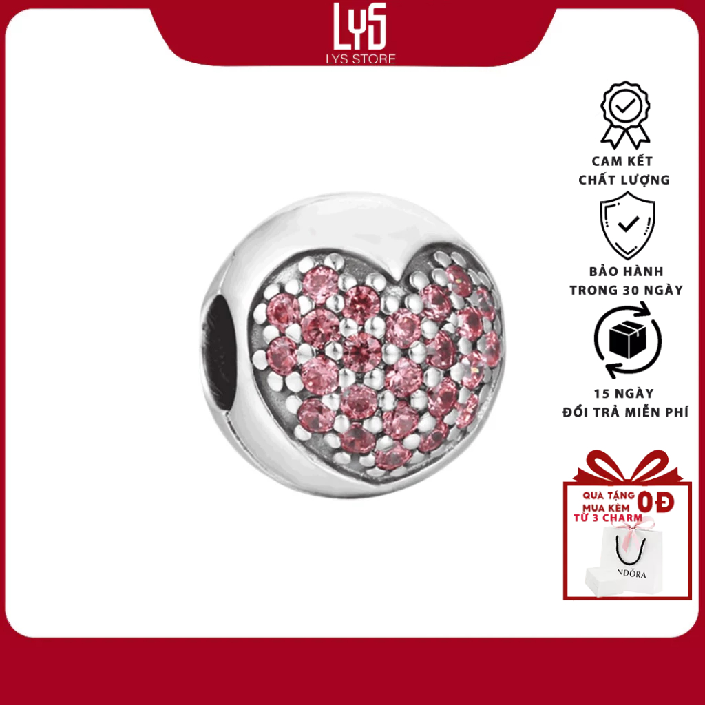 Charm Bạc Lys vòng tròn tình yêu Pink Circle Of Love 1236 - Charm Bạc S925 cao cấp