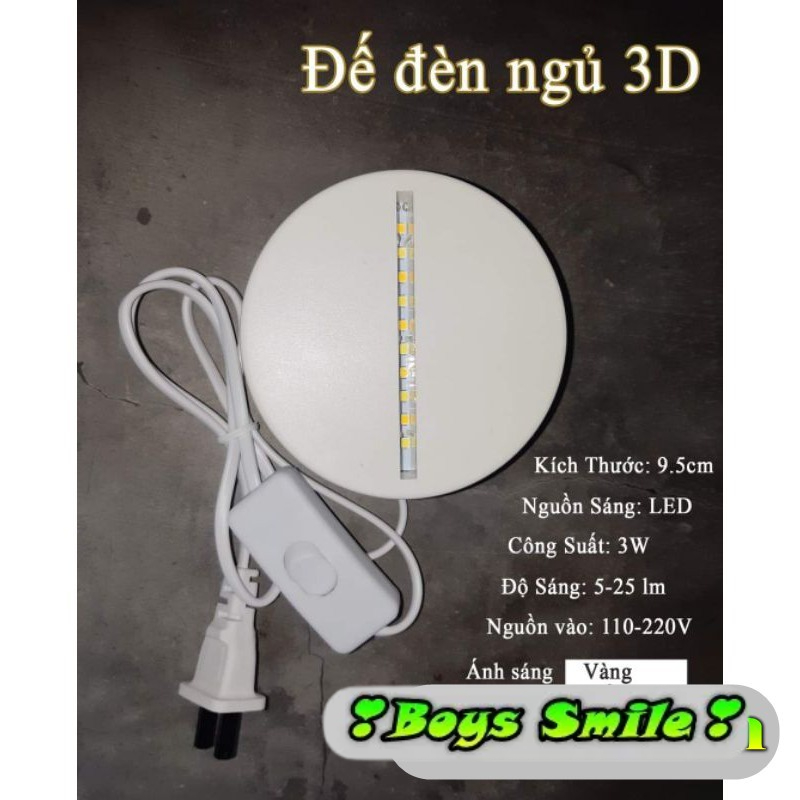 Đế đèn ngủ 3D 3 màu, chân đèn 3D