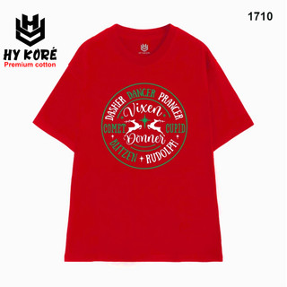 Áo Thun HY KOREA Vải Cotton 100 Nguyên Chất In Hình Noel 1710 Phom Rộng OverSize Unisex