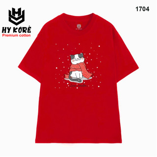 Áo Thun HY KOREA Vải Cotton 100 Nguyên Chất In Hình Noel 1704 Phom Rộng OverSize Unisex
