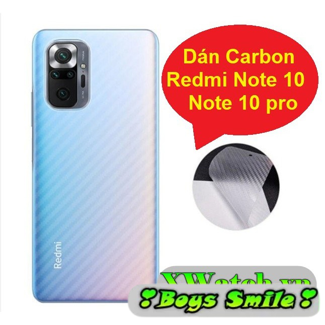 Miếng dán carbon Redmi Note 10 / Redmi Note 10 pro chống bám vân tay