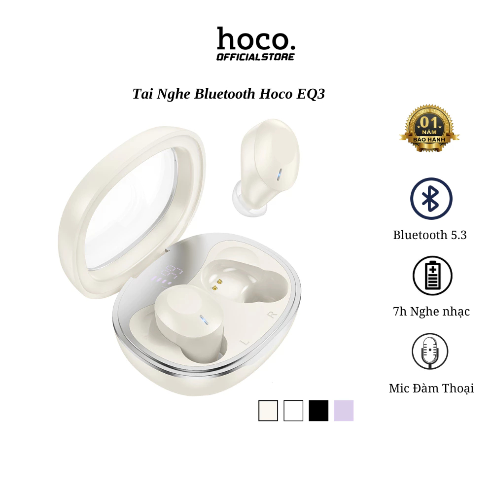 Tai nghe bluetooth Hoco EQ3, tai nghe nhét tai có mic đàm thoại, màn hình hiển thị thông số pin.