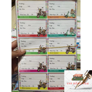 Combo 2 Tập = 60c nhãn vở decan bóc dán