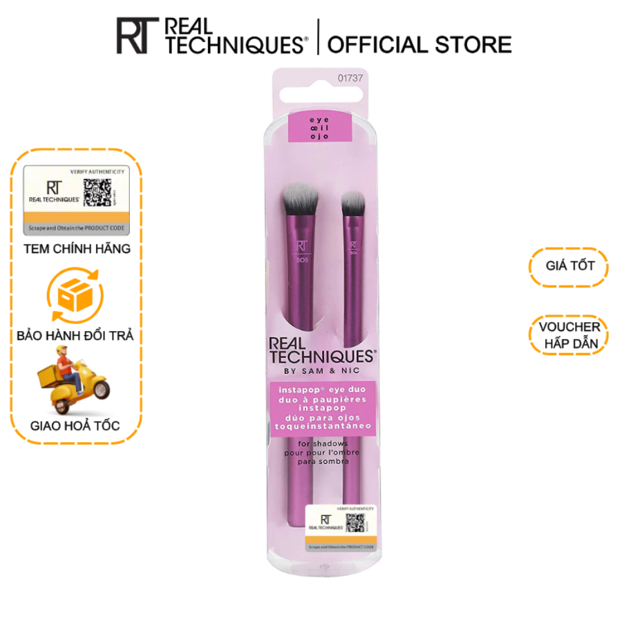 Bộ 2 cây cọ mắt cơ bản RT REAL TECHNIQUES InstaPop Eye Brush Eyeshadow 01737