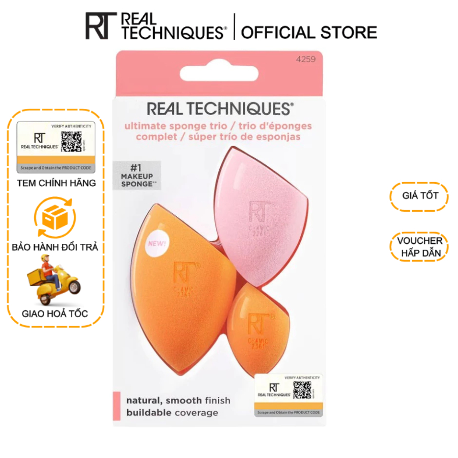 Set 3 mút trang điểm RT Real Techniques Ultimate Sponge Trio
