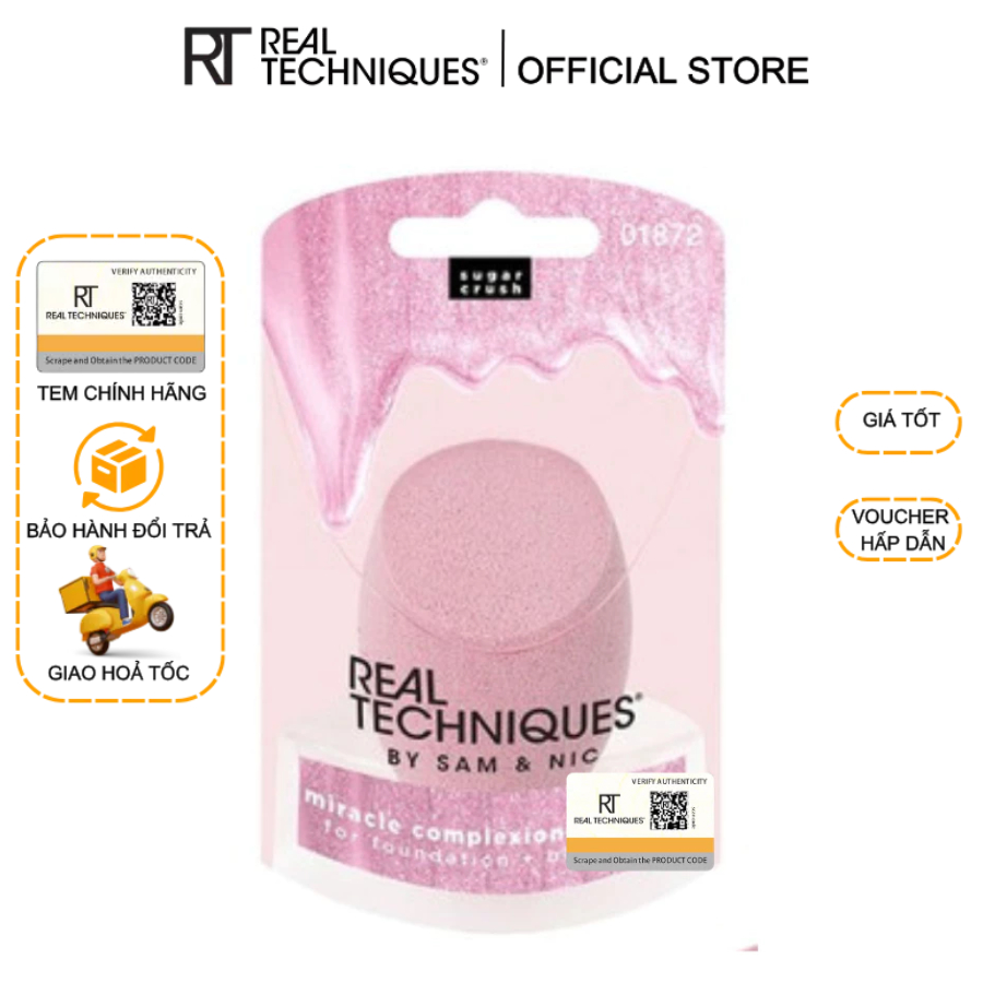 Mút tán kem nền màu hồng RT Real Techniques Sugar Crush
