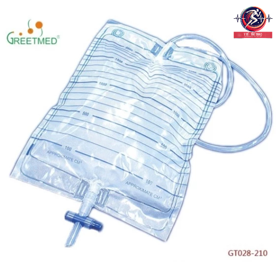 túi đựng nước tiểu 2 lít greetmed, túi đựng nước tiểu có van xả. unice bag.