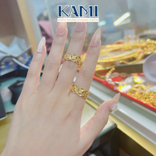 Nhẫn kim tiền bản lớn XI vàng mẫu mới Kami trang sức sỉ