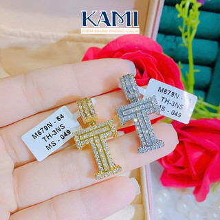 Mặt dây chuyền chữ T nhỏ gắn đá bagguet nhân tạo siêu sáng Kami trang sức sỉ 