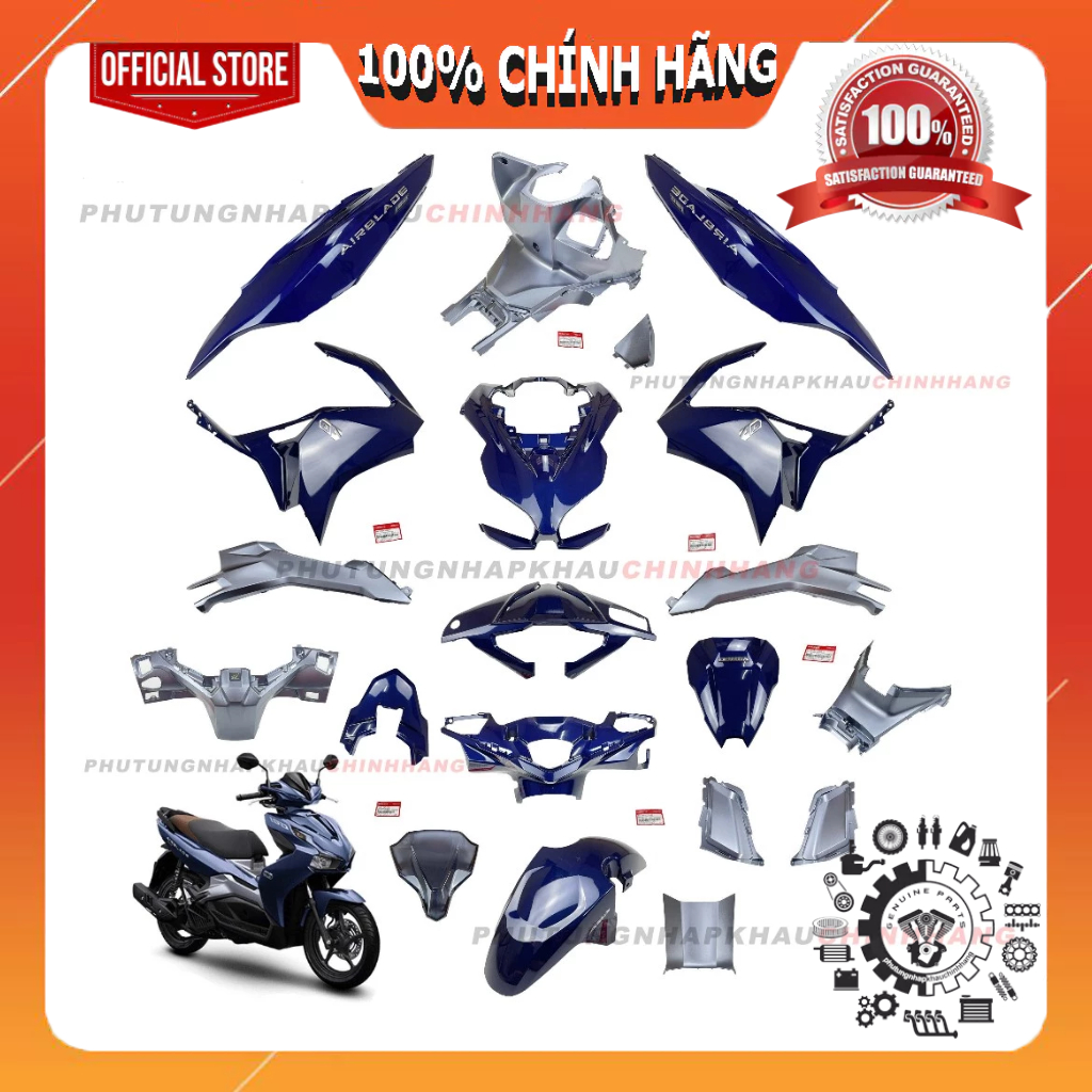 [LẺ MÓN] Dàn áo AB 150 2021 màu Xanh Mực Bạc Đen tem Tiêu Chuẩn, Air Blade 125 150 2020 2021 chính h