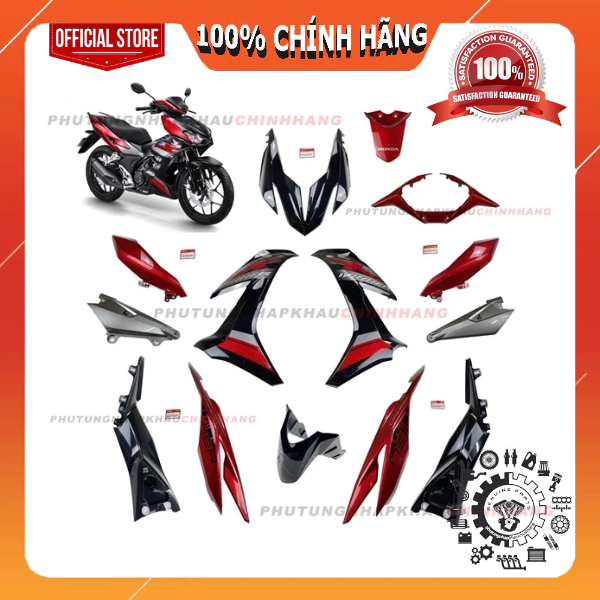 Dàn áo Winner X V2 màu Đỏ đậm Đen Xám tem Thể Thao 2020, Bộ mủ màu 14 món win X v2 2019 2020 2021 chính hãng