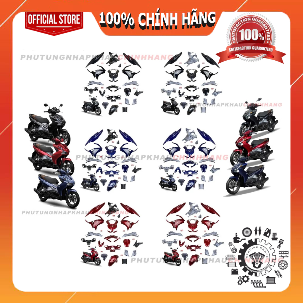 Bộ dàn áo AB 150, Air Blade 150 đời 2019 2020 2021 các màu zin chính hãng, Dàn vỏ nhựa màu Air Blade