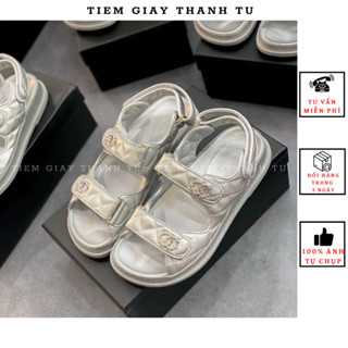 (888-66)Sandal nữ chanh xả quai dán màu bac tang xích hàng QCCC fullbox